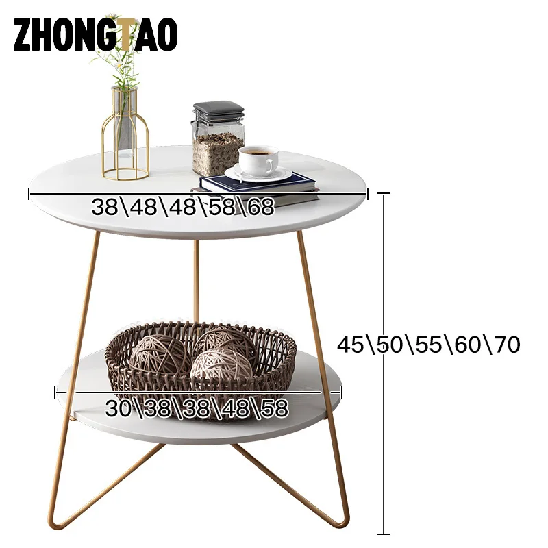 
Export to Europe contracted modern golden MDF round tea coffee teapoy table 