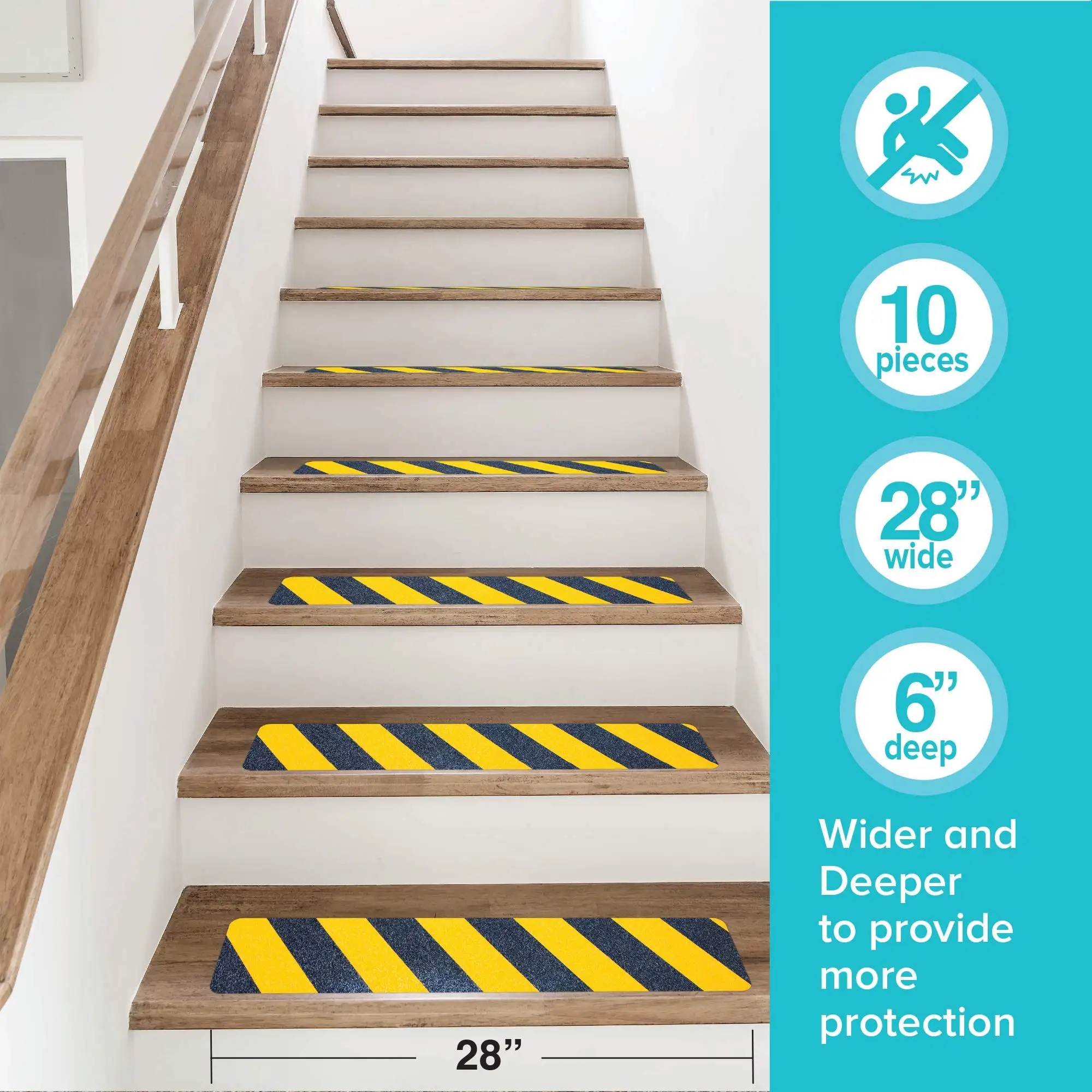 Printed CAUTION Anti Slip Tape Watch Your Step pre cut Warning Tape Non Slip Grit Tape for Indoor Outdoor Floors Steps Stairs