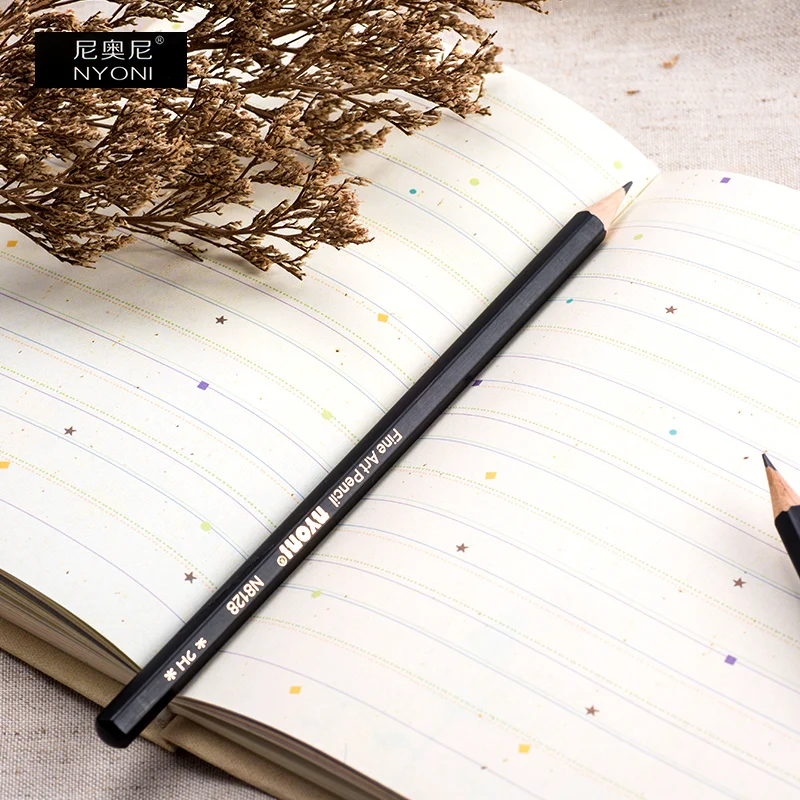 custom  black Art pencils linden wood  graphite draw sketch  4B  sketching pencil