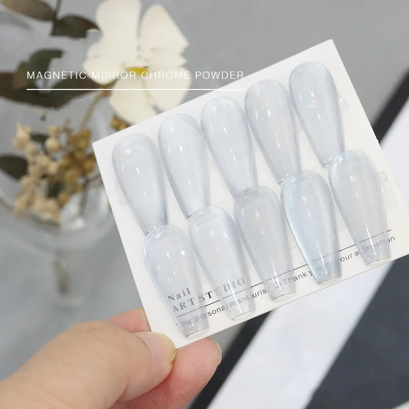 2-in-1 Mirror Chrome Pigment Cat Eye Magic Mirror Powder 8 Colors Glitter Dust Pigment Nail Art Decoration DIY