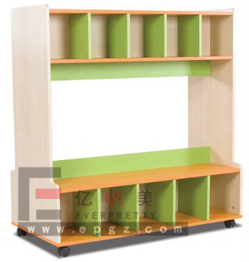 School Kindergarten Series Furniture Factory Design Wooden Soft Edge Toy Book Storage Use Side Kid Cabinet for Sale
