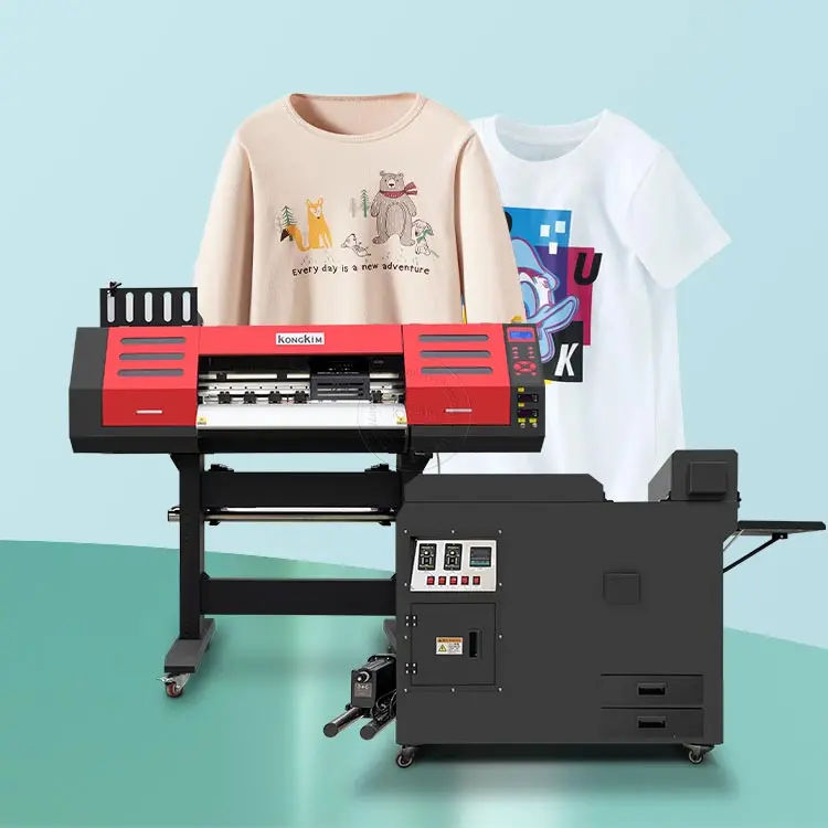 New model DTF t shirt printer fluorescent ink color high quality pet film transfer printing machine with powder