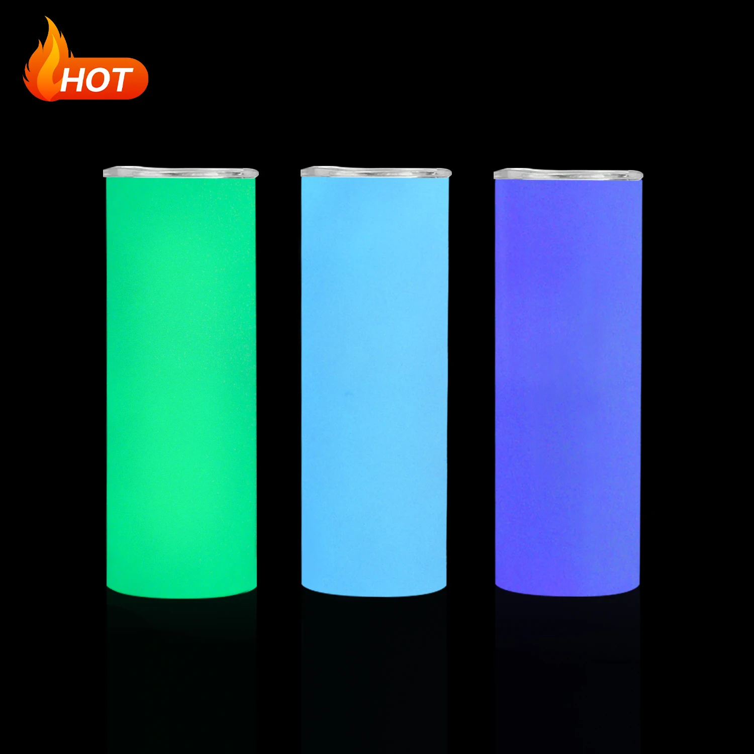 USA warehouse double wall insulated blank sublimation tumblers 20 oz straight skinny green blue purple glow in dark tumbler cups