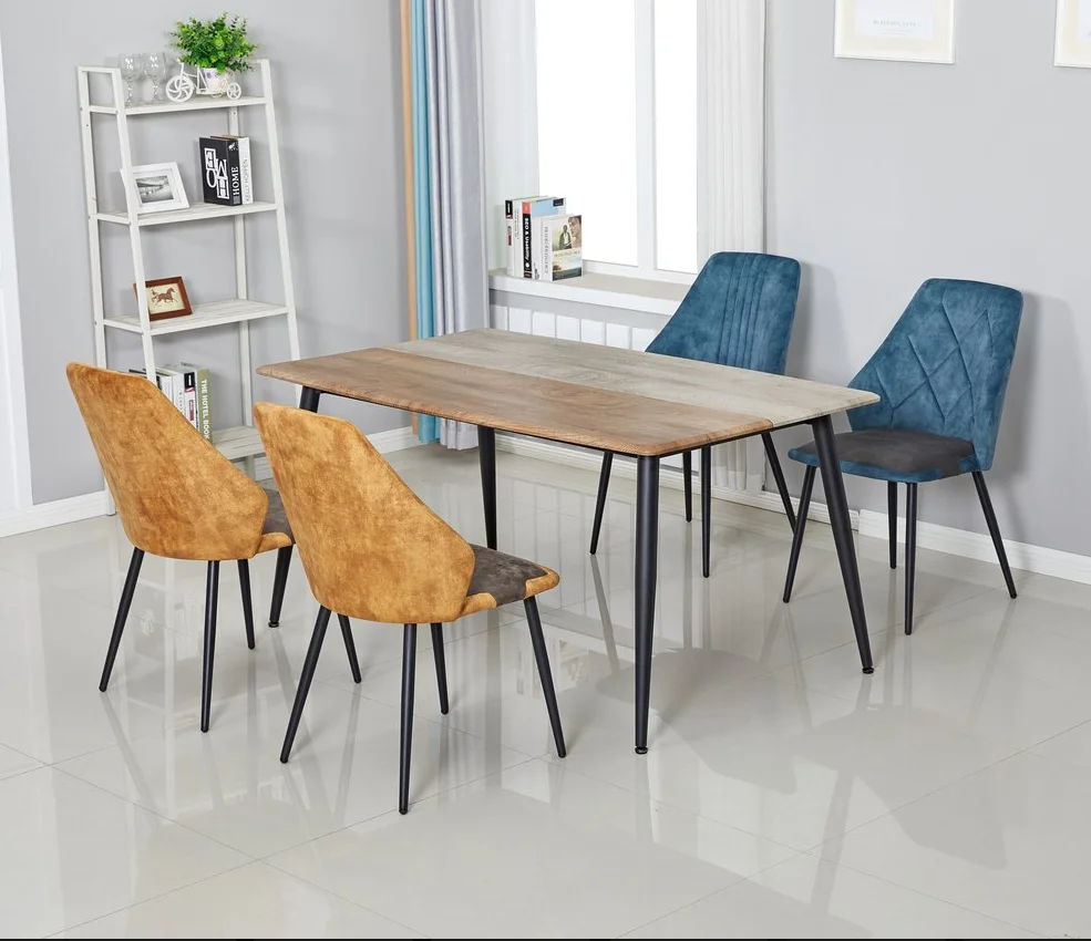 2022 New Design Contrast color Style Dining Room Furniture Cheap Wholesale MDF Top With Paper Dining Table