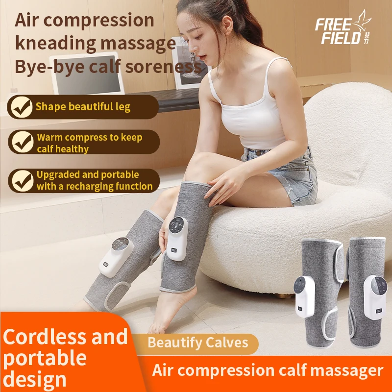 Cordless air compression calf massager with heat hot compress help Blood Circulation Electric Leg Calves Foot care Massage