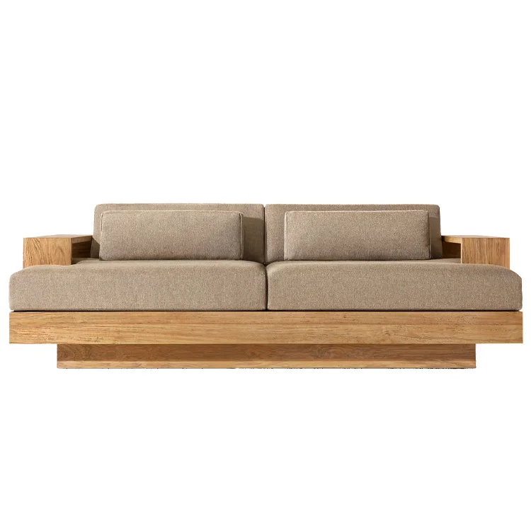 Modern Luxury Backyard Natural Teak Furniture Sofa Set Hotel Outdoor Solid Teak Wood Furniture Garden Sofas