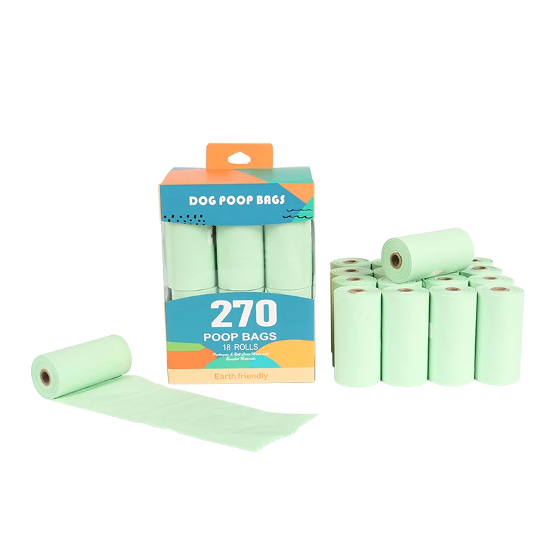 Custom printed eco friendly biodegradable compostable corn starch disposable dog poop bags
