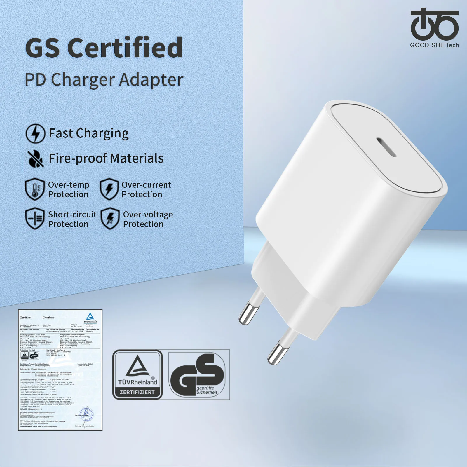 GS US Certified 25W PD Type C Charger Ultra-fast charging and compact design Fast Charging Block for samsung for iphone 13 12
