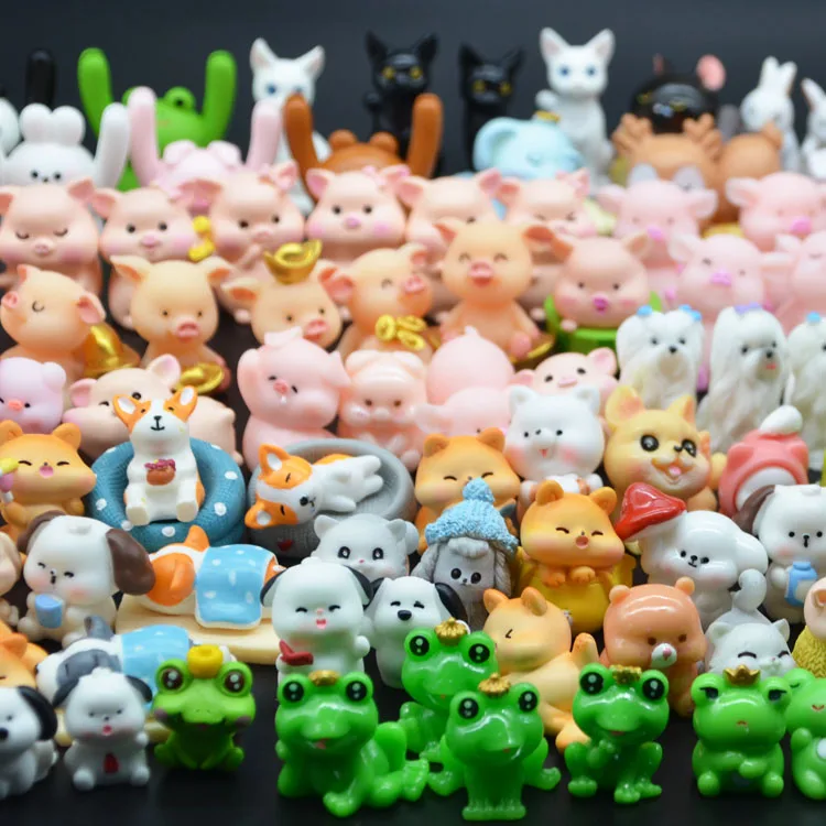 cute cartoon kid children baby toy miniature animal figures dogs cats pig frog rabbit bear panda garden fairy figurine wholesale