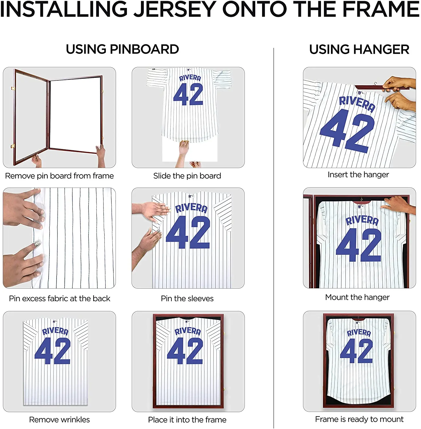 Wall Mount Jersey Display Wood Frame Finish Case Large Shadow Box Home Decor