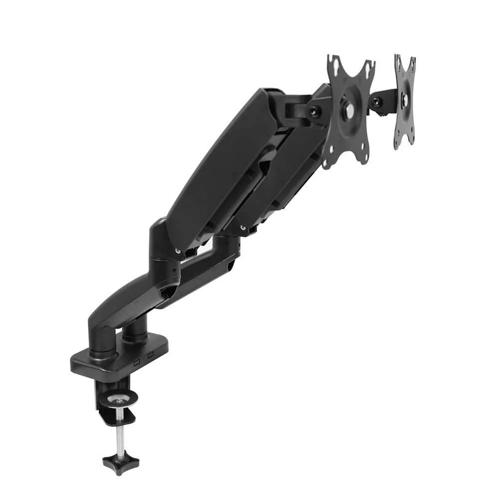 MG Height Adjustable Gas Spring Dual Monitor Mount Stand with Clamp and Grommet Base Tilt Swivel Rotation Holds 2 Screens