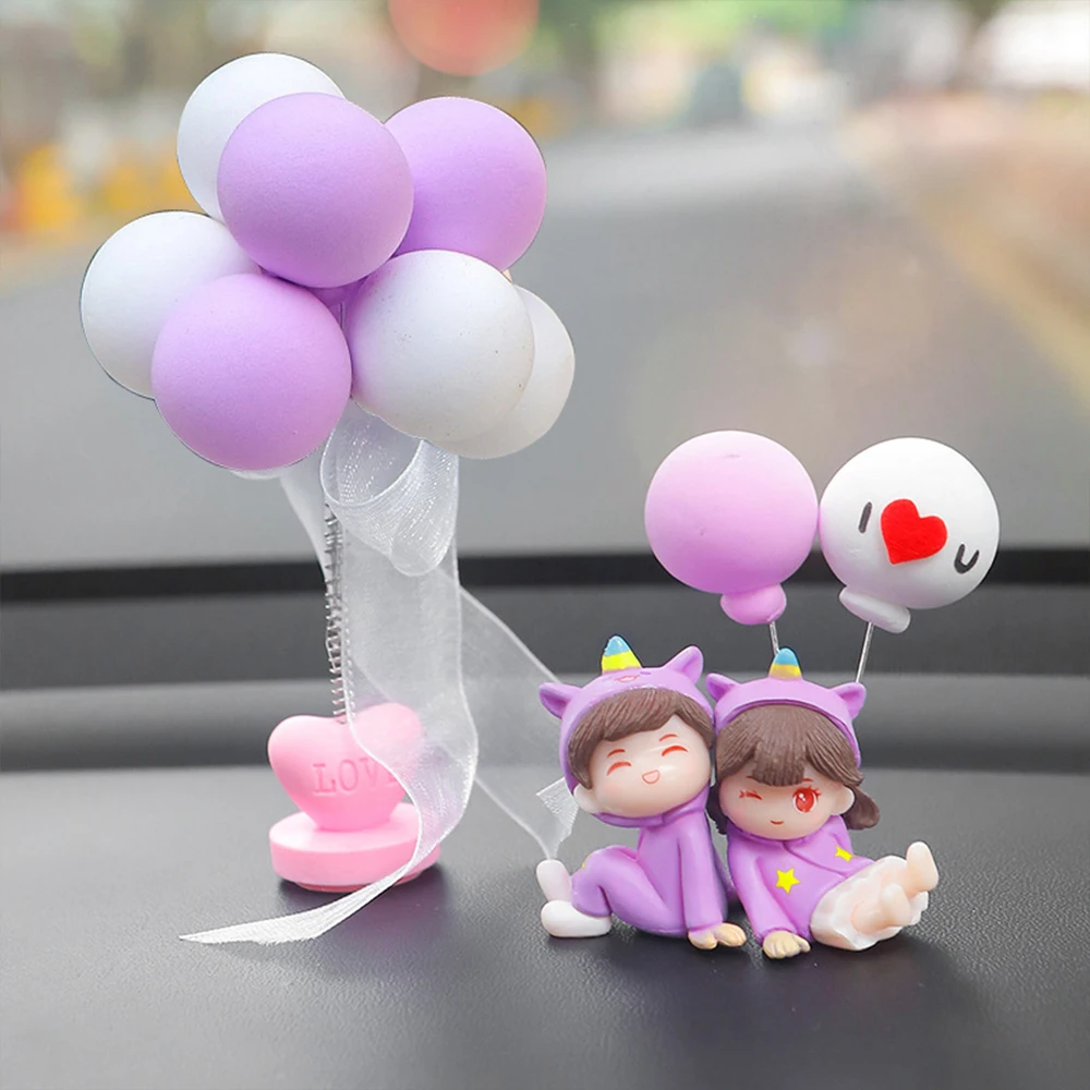 New Couple Ornament Mini Cute Couple Balloon Car Dashboard Decoration Resin Ornament Crafts