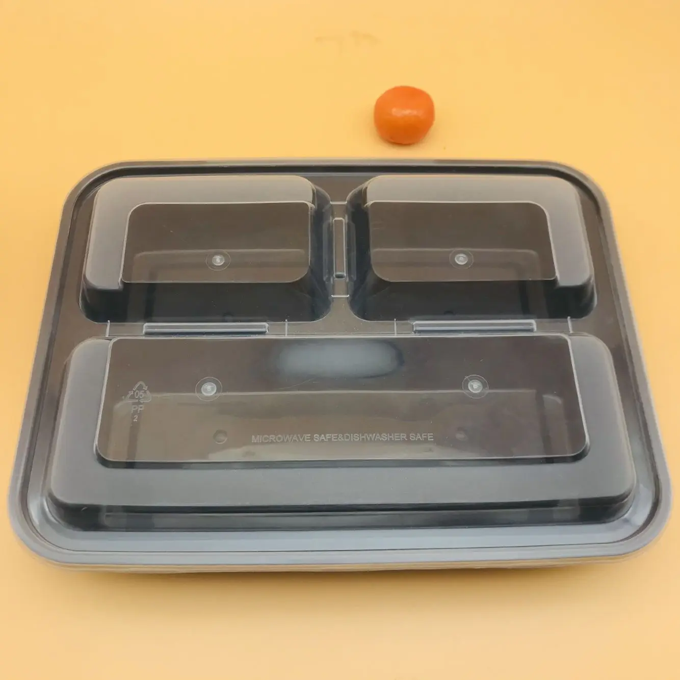 Plastic disposable PP fast food container microwave lunch box 3 compartment food container