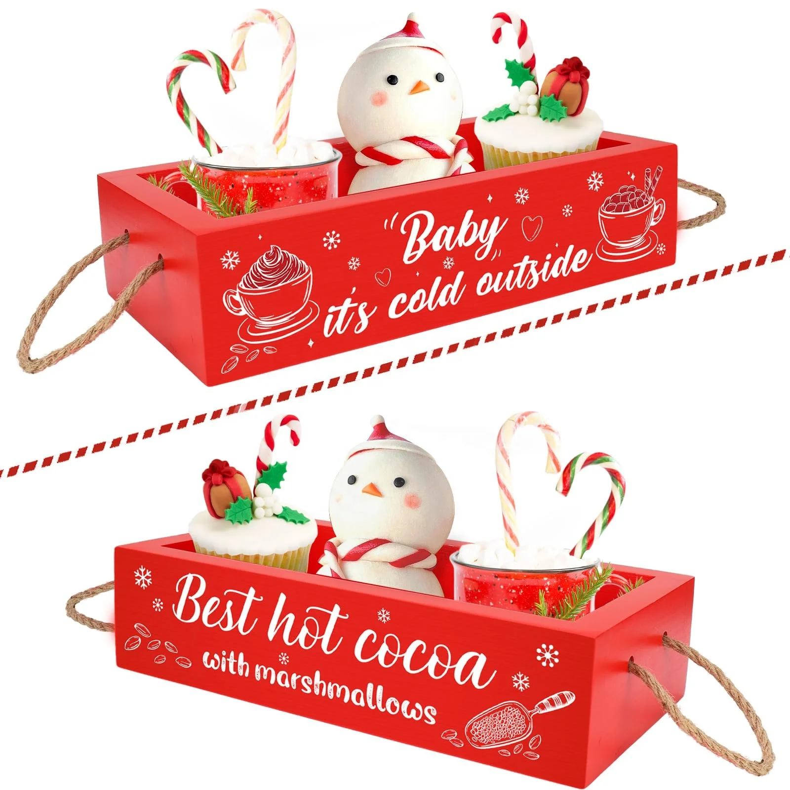 Custom hot-selling best Cacao wooden storage boxes decorated with magenta red for the Christmas holidays Christmas Wood Gift Box