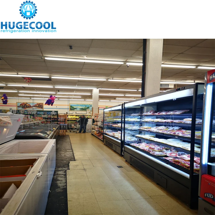vertical upright type multideck open display chiller supermarket