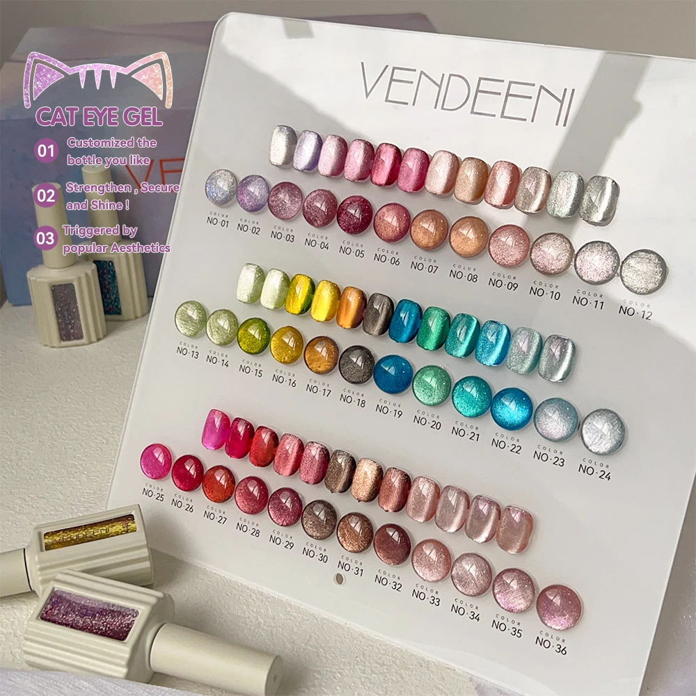 Vendeeni 36 colors cat eye gel polish set non toxic gel nail polish 15ml hema free magnetic uv gel polish art factory oem