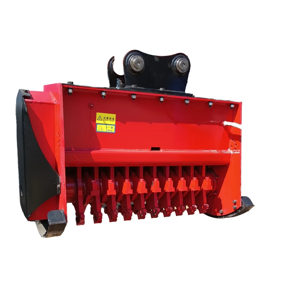 High Power Carbon Steel Hydraulic Wood Chipper Attachments 5-6 Ton Excavator Yellow Tree Shredder Pump Engine Core Components
