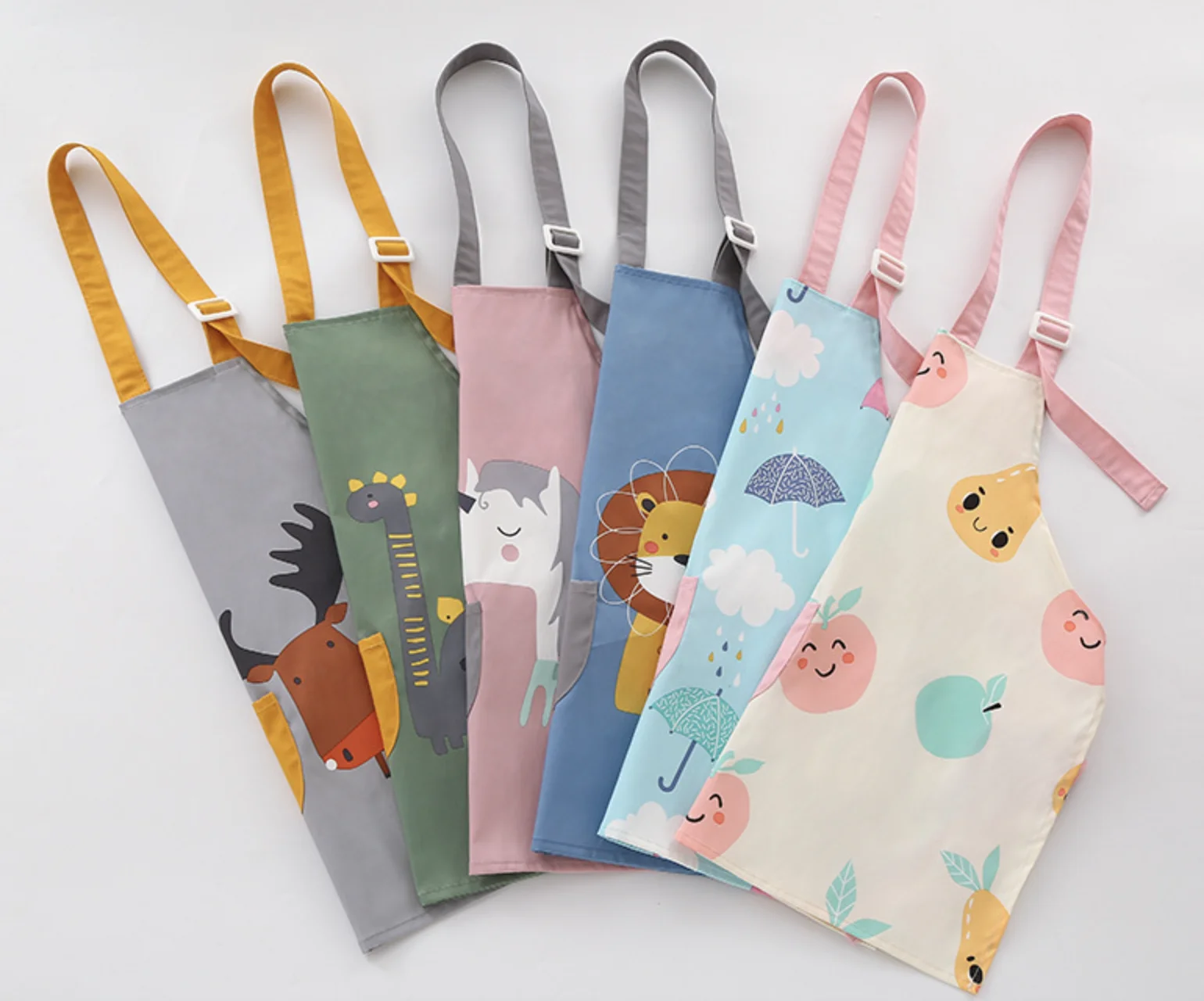 Custom Kitchen Cooking Baking Painting Boys Girls Waterproof Adjustable Straps 2 Pockets Multicolor Kids Chef Hat and Apron