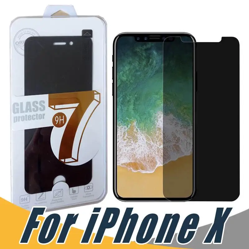 Защитный экран для iPhone12 11 Pro X Xr Xs Max 8 7 6, Настоящее Закаленное стекло с защитой от шпионов, розничная упаковка