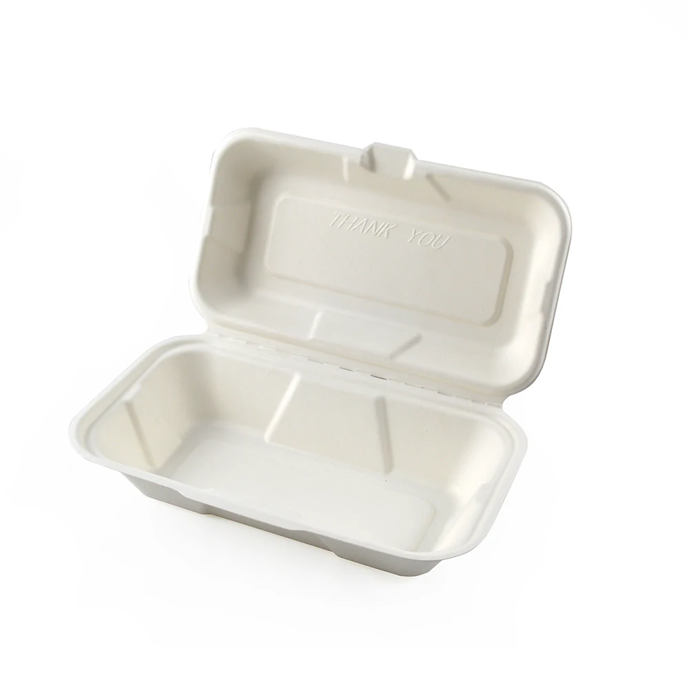 9x9 3-Compartment Clamshell Take out Food Container 100% Compostable Disposable To-Go Containers with Hinged Lid Togo Plates