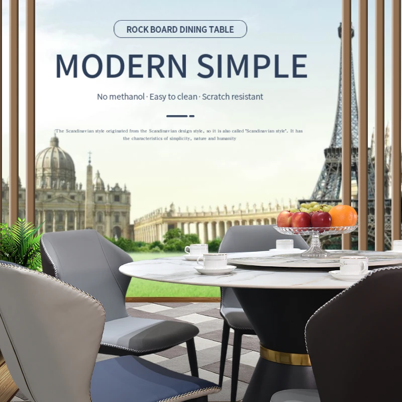 
modern designs luxury home furniture sets round dinning set rock plate dining table 