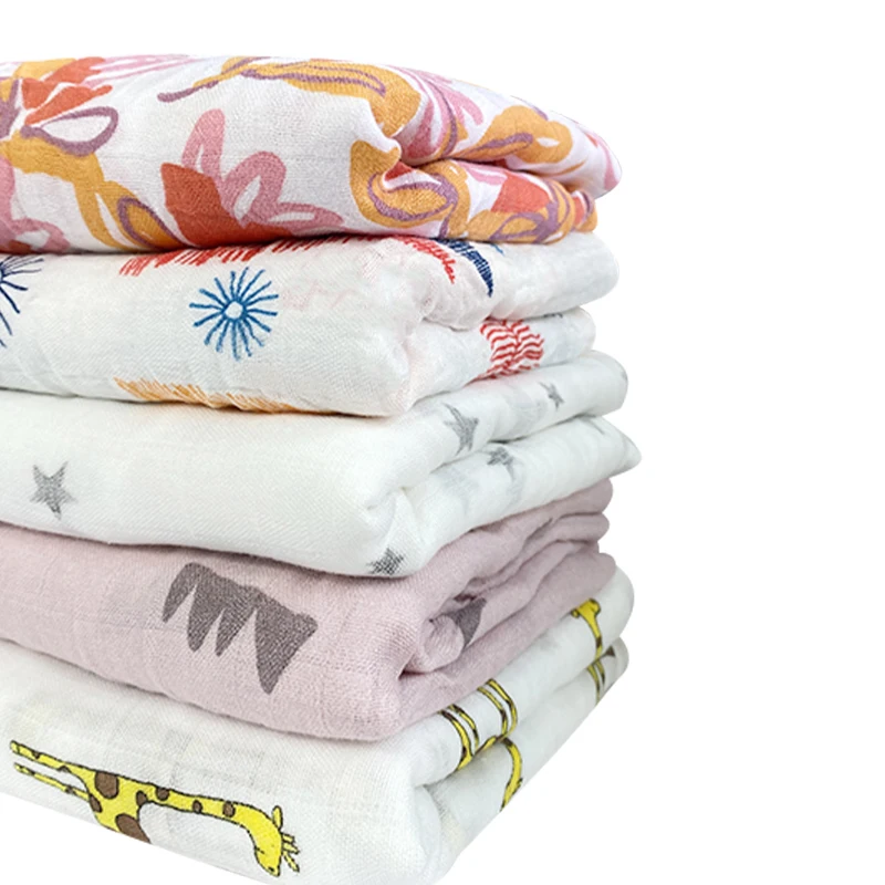 Print Muslin Baby Blanket 120cm*120cm 100% Organic Cotton Baby Cover Muslin Newborn Baby Swaddle Blanket