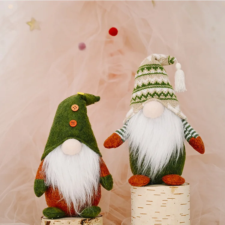 Christmas Faceless Gnomes Plush Elf Figurine Knitted Hat faceless Doll for Home Decoration