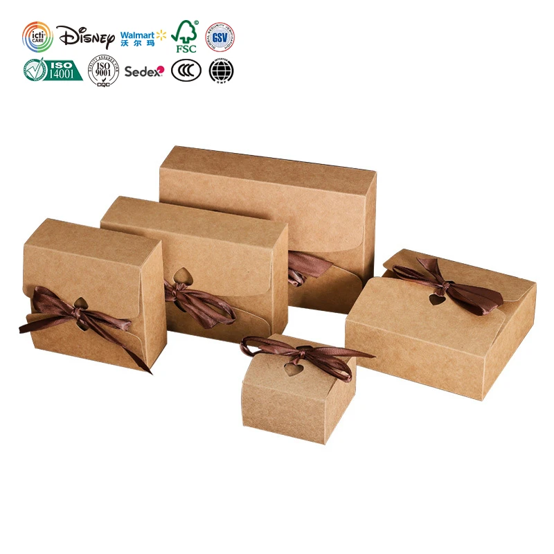 Новые изобретения 2020 крафт-бумажный контейнер еда взять еду Кекс пакет коробка с лентой