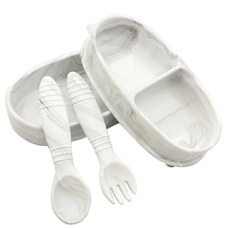 Children 3pcs Silicone Baby Set China Wholesale Kid Eco friendly Safety Dinning Out Tableware, Silicone Tableware For Kid