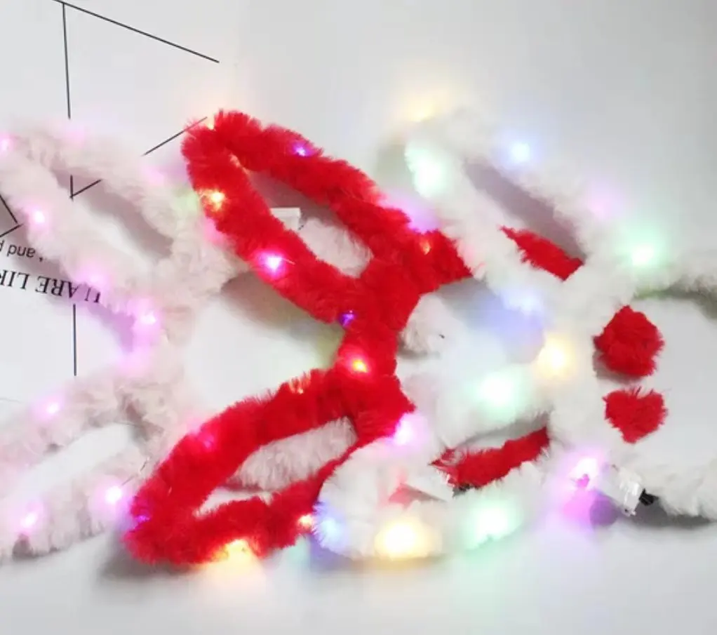 Easter Party Hot Pink White Long Ears Latex Bunny Ears Plush Decoration Headband