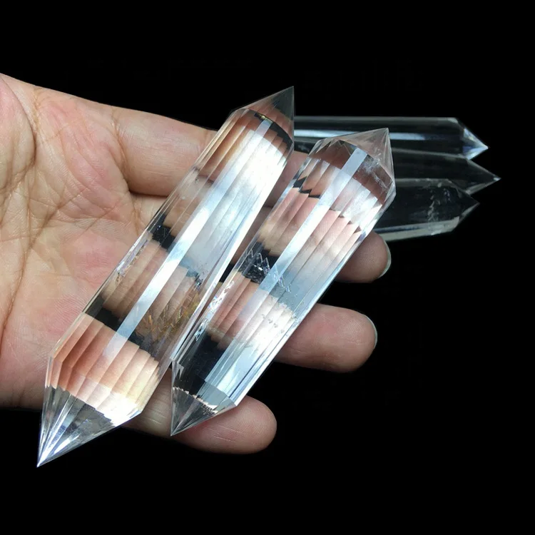 Natural clear quartz 24 sides double terminated crystal points vogel