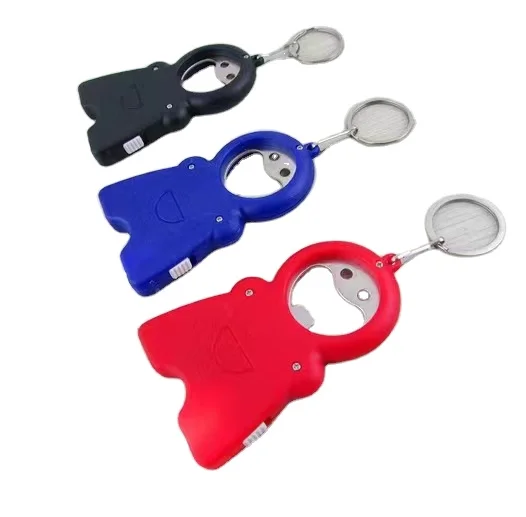 3 colors in stock for instant custom print 1m tape measure LED light bottle opener beer opener measuring tape keychain