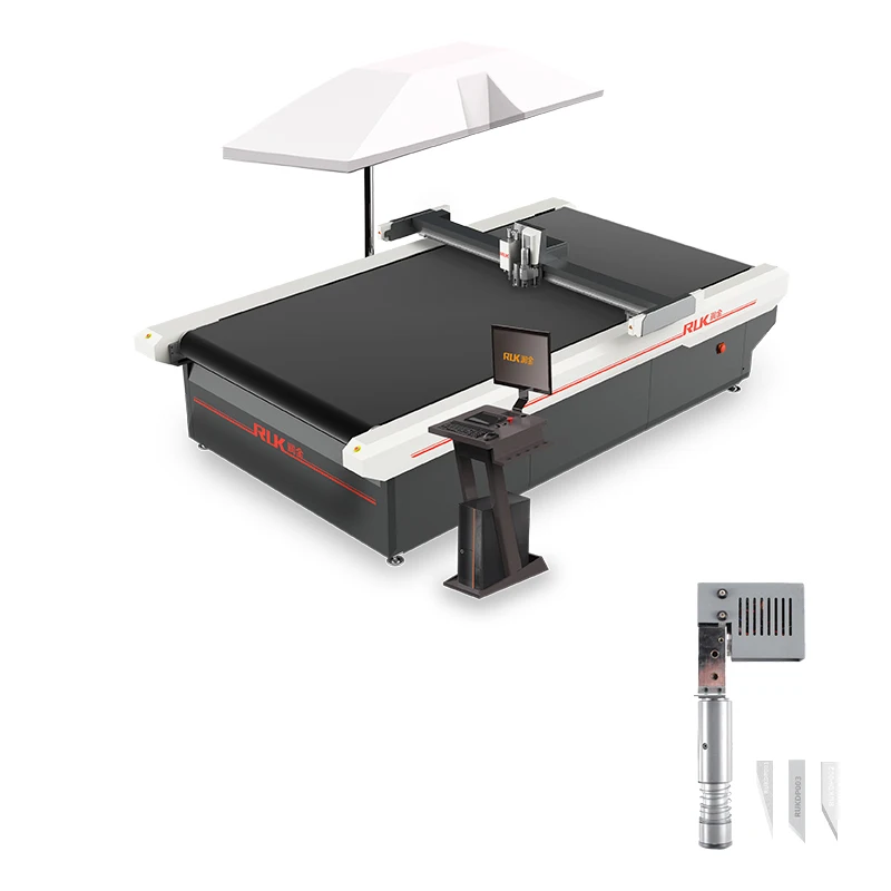 RUK digital PU leather cutting plotter flatbed clothing fabric blanket cutting machine