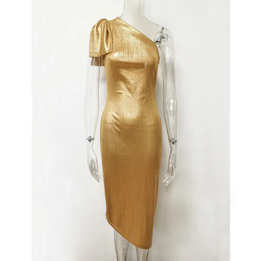 Wholesale European And American Large Size S-xl One-shoulder Sleeveless Irregular Hem Sexy Dress For Party Dress