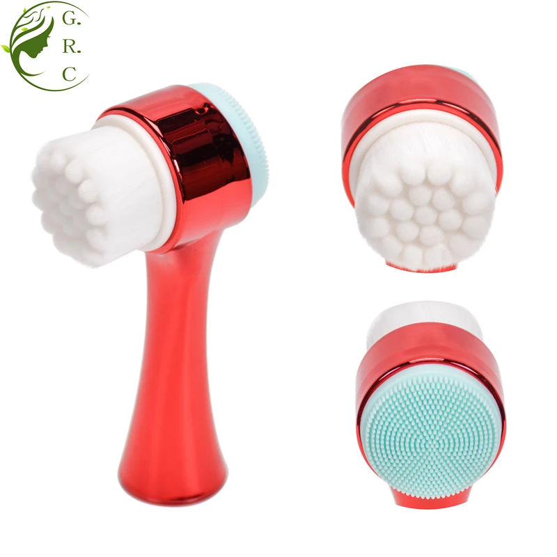 2 In 1 Green Stand Spin Spa Silicon Makeup Remove Dry Face Massage Exfoliator Foam Clean Brushes Facial Cleansing Brush With Box
