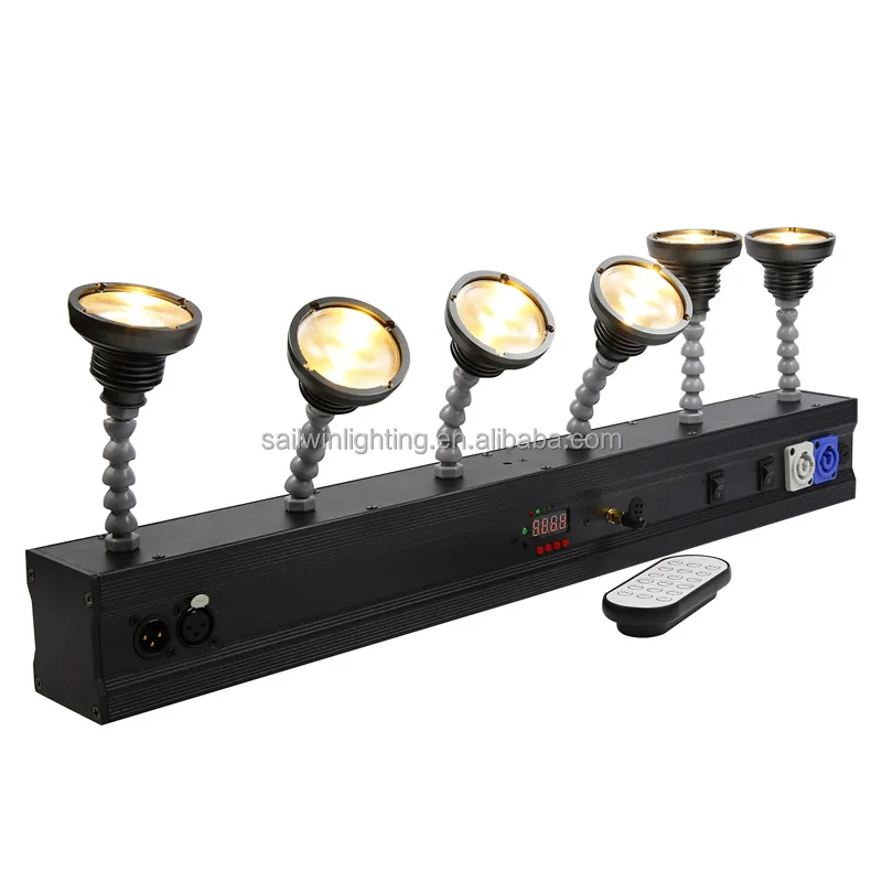 Sailwin 6-Head Battery-Operated Wireless LED Pinspot Light Stage Projection Lights with IR Remote Control Charging Flight Case