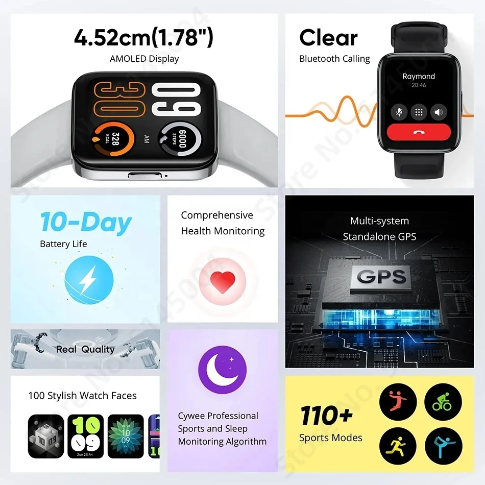 Realme Watch 3 Pro Bluetooth Calling Smart Watch Muti-system Standalong GPS 1.78' 110 Sport Model 345mAh Battery