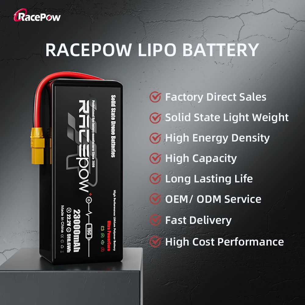 Аккумулятор RacepowLipo 4S 6S 12000mAh/16000mAh/22000mAh Lipo Drone аккумулятор 23Ah/30Ah/46Ah/60Ah с XT60 AS150