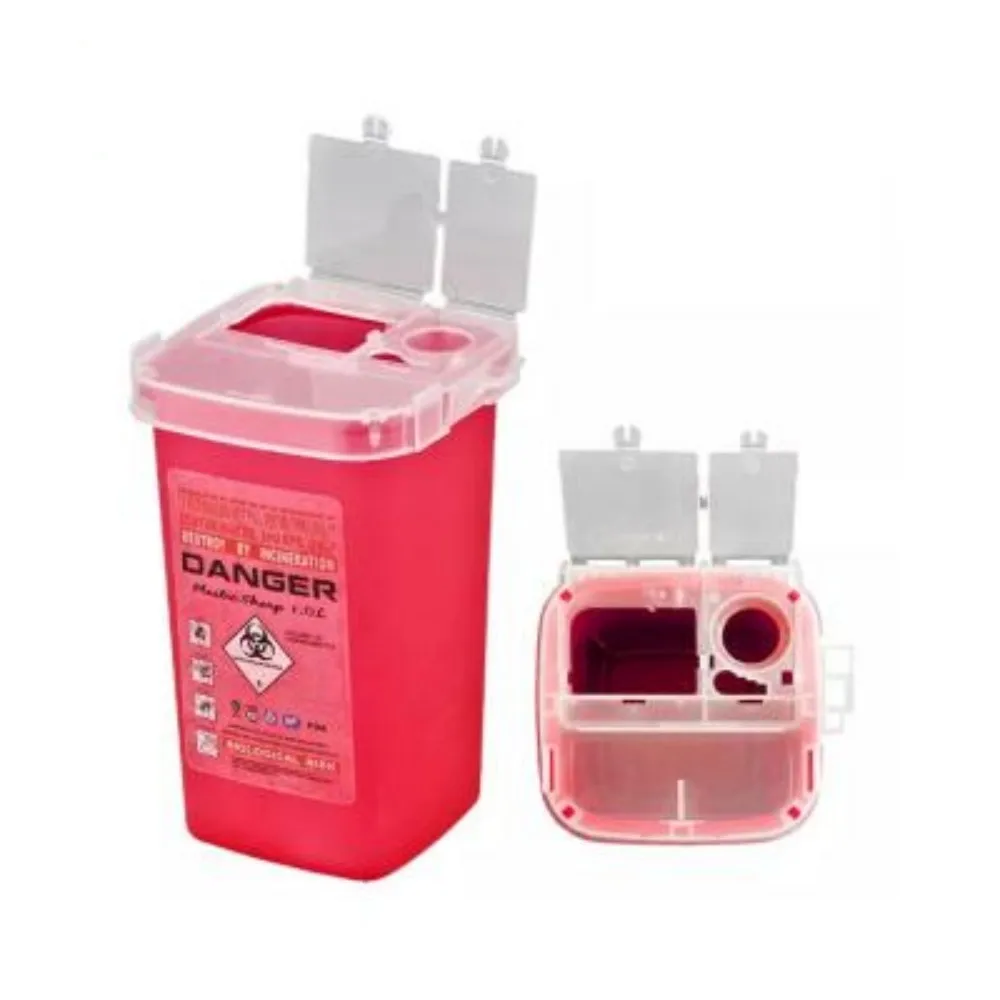1 литр пластиковых ящиков для медицинской безопасности Острый контейнер для биологической опасности шприц контейнер для удаления игл