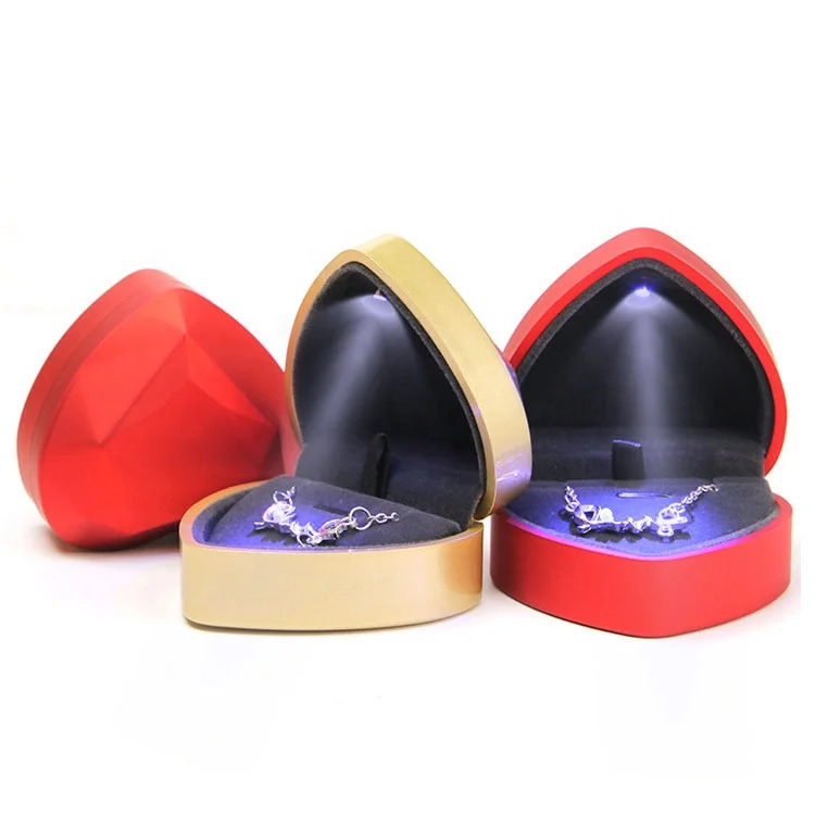 Led Jewellery Box Custom Jewelry Packaging Display Ring Holder Jewellery Package Pendant Ring Diamond LED Jewelry Box With Light