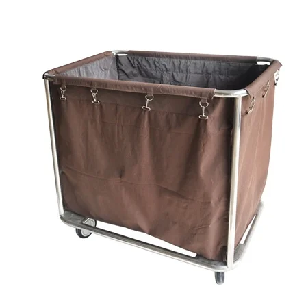 Movable Sack Truck Household Serving Trolley  Large Laundry Basket with Stainless Steel Frame
