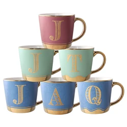 Nordic ceramic coffee mug gold handle ceramic cup custom logo