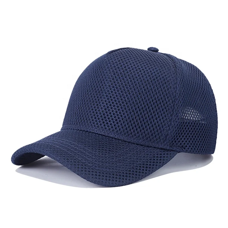 Custom 100% Acrylic Polyester Mesh Fabric Black Sports Hat 5 Panel For Fitted Blank Baseball Cap
