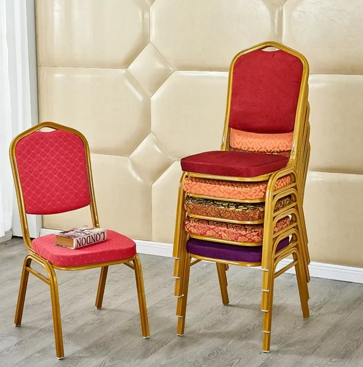 Wholesale Cheap Fancy Luxury Stackable Rental Gold Metal Iron Steel wedding Banquet hotel Chairs