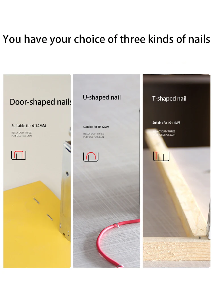 3 In 1 Heavy Duty Nailing Tacker Gun Woodworking Tool For Wood Upholstery Fixing Decoration Carpentry Furniture Hand Staple Gun