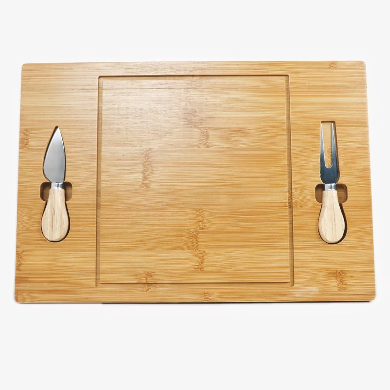 Hot Serving Tray Wood Bamboo Cheese Board Set With Cutlery In Slide Out Drawer Cheese Platter Cutting Board Wholesale