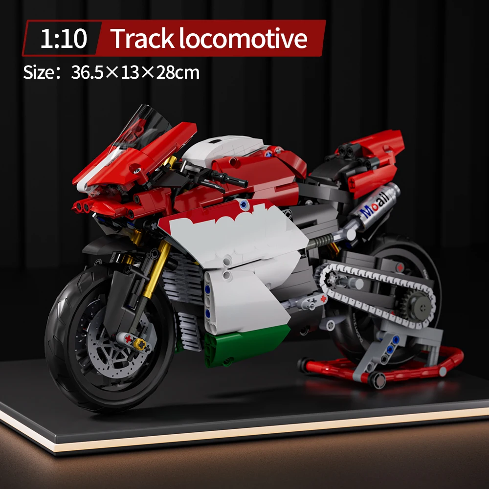88800 DIY Racing Car Kit Simulation Ducati V4S Motorcycle Autocycle Model Building Blocks Bricks Toys Best Collection