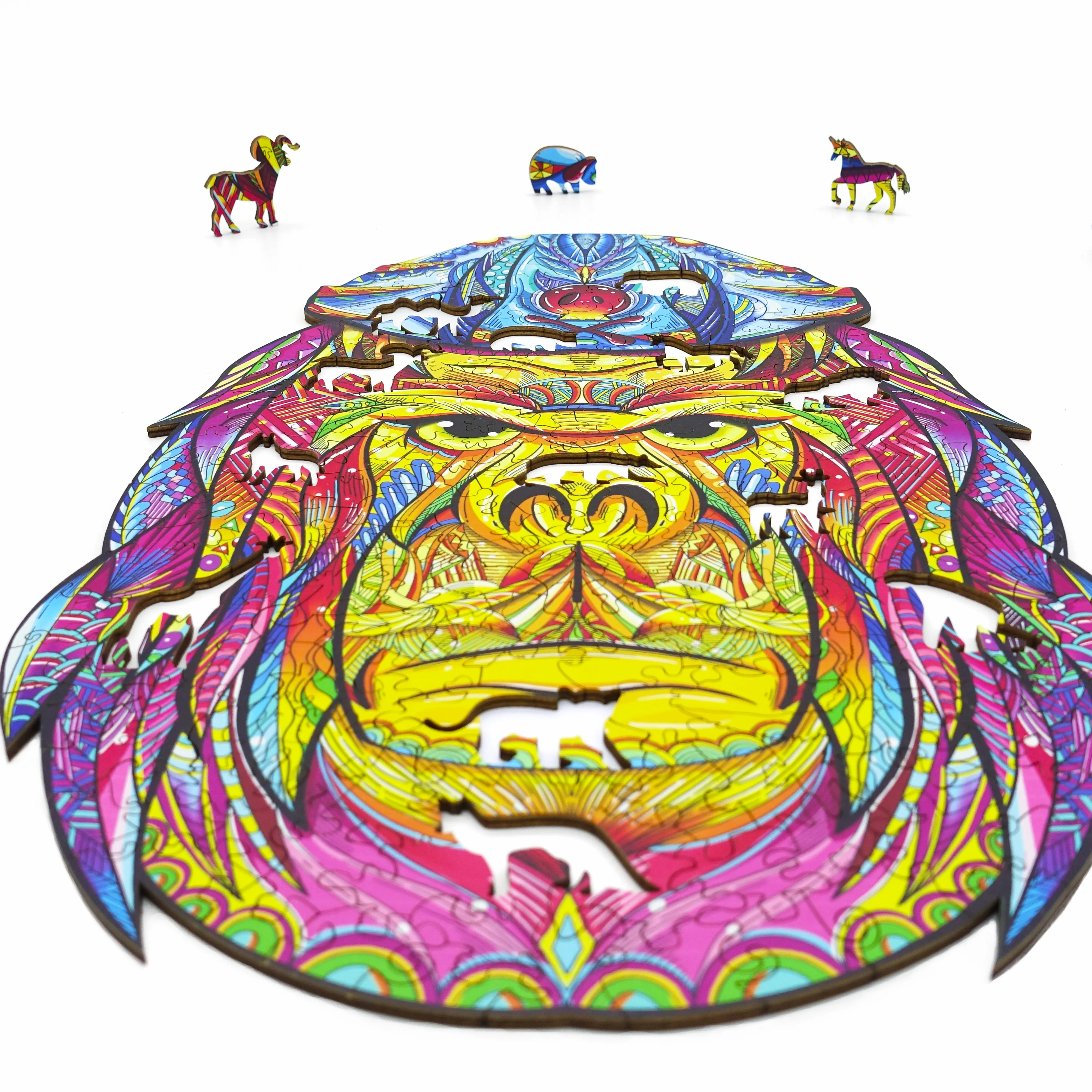 2022 Hongya Wild wooden animal jigsaw puzzle Wooden Blocks Puzzle Baby Coloful Jigsaw Puzzle Game For Kids Early Learning