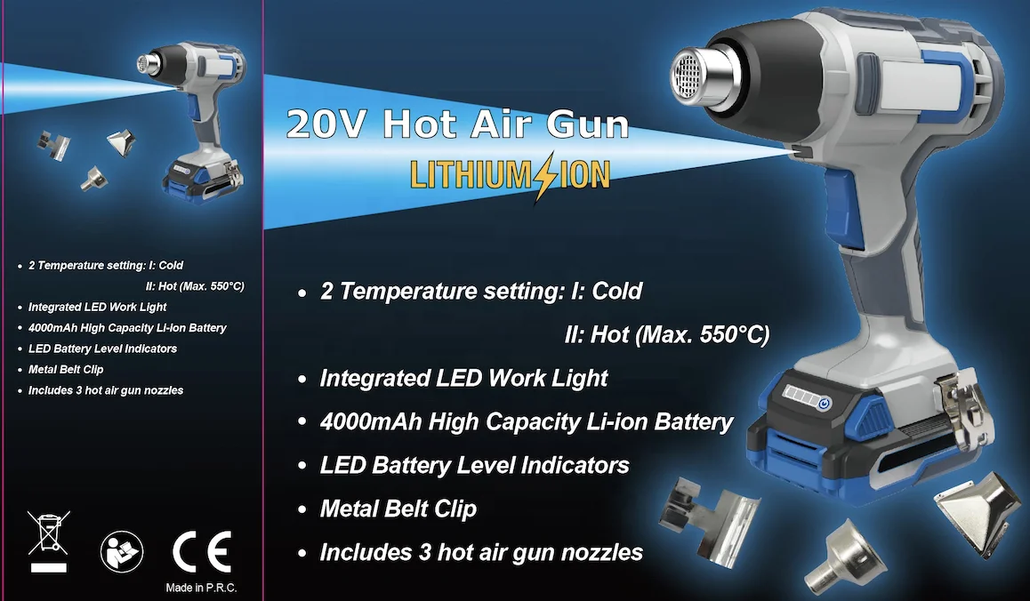  20V DC беспроводная аккумуляторная батарея Отопление тепловой пушки горячего воздуха пистолет для мобильного ремонта литий-ионный аккумулятор