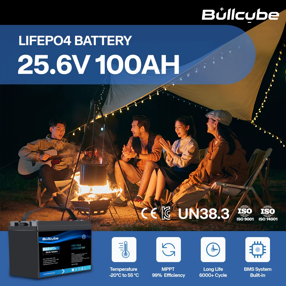 Bullcube 2560wh литиевая батарея 24v 100ah защита от глубокого разряда lifepo4